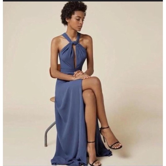 Reformation Dresses & Skirts - Reformation Sol Dress in Bluebird Maxi Wrap Long Bridesmaid Wedding Gown Size S